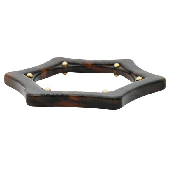 Faux Tortoise Shell Resin Bracelet Bangle Cuff Hawaiian  Lanvin Tortoise Shell Resin Studded Hexagonal Six Pointed Star Bangle